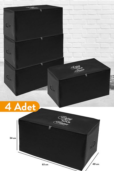 Serstil 4 броя - средна черна чанта за съхранение 63 x 40 x 34 см