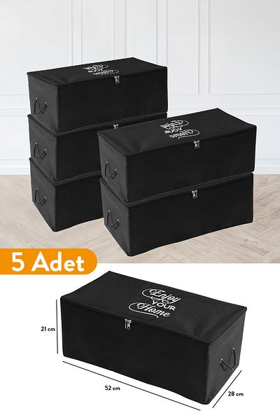 Serstil 5 части - Малка черна чанта за съхранение с принт, 52 x 28 x 21 см