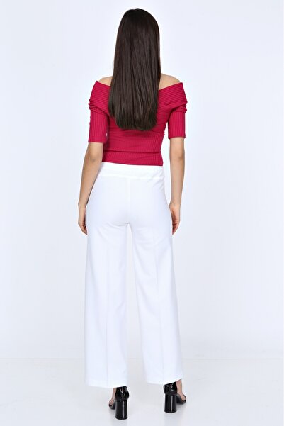 Genel Markalar Hamile Pantolon Bol Paça Kumaş Beyaz