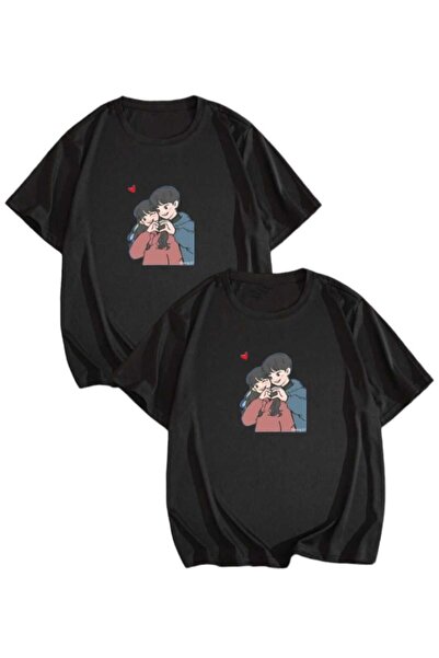 PERISENSE Set de 2 tricouri unisex, femei, bărbați, cu tematică dragoste, com...