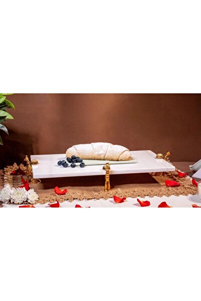 Pietro Di Marble Çita Ayaklı Dikdörtgen Sunumluk (Gümüş)