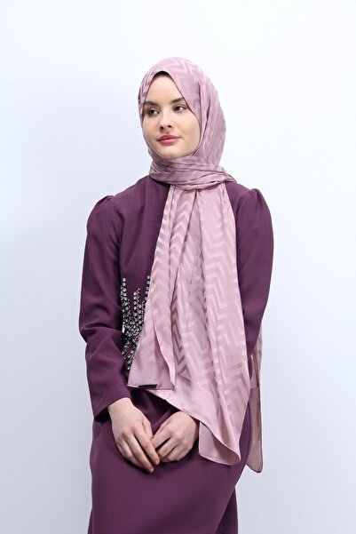 m moon scarf Şal Jacquard Silky Zigzag - Liliac