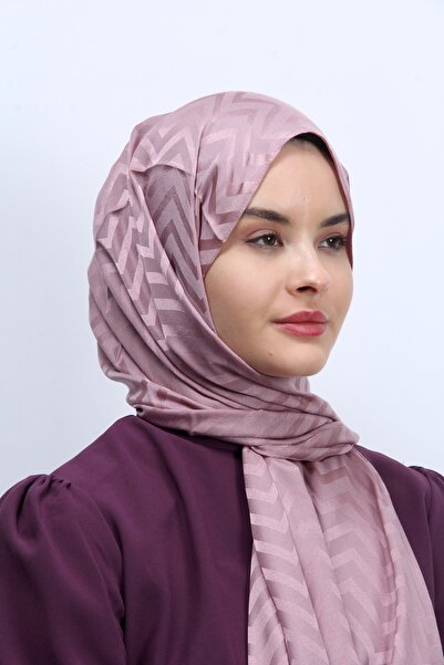 m moon scarf Şal Jacquard Silky Zigzag - Liliac