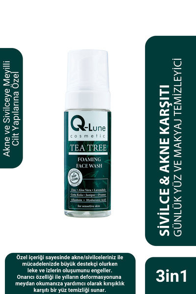 Q Lune رغوة تنظيف الوجه المضادة لحب الشباب بشجرة الشاي الأخضر 150 مل (غسول ال...