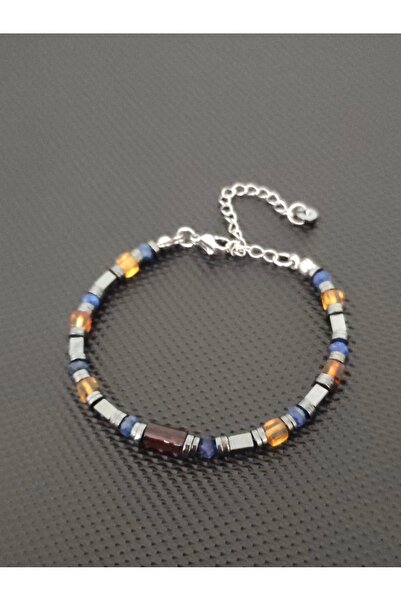 tahrastone Damla Kehribar-KYANİT-Çelik Bileklik