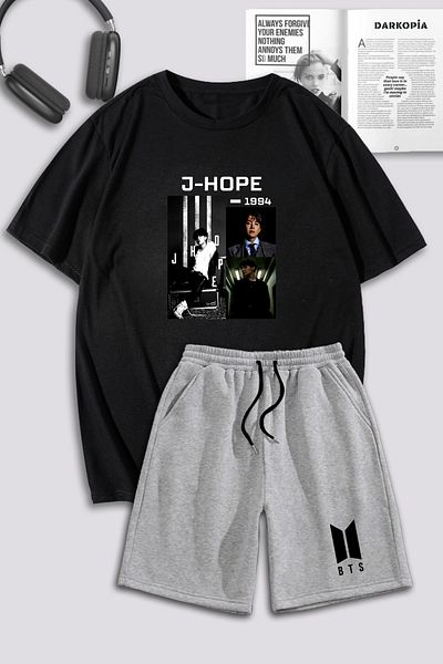 macklin Unisex Γυναικείες ανδρικές φόρμες J Hope BTS με τυπωμένο προσαρμοσμένο σχέδιο Oversize Σετ φούτερ και σορτς