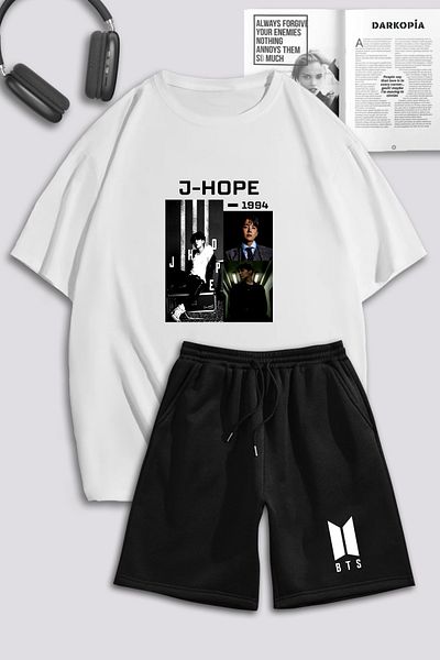 macklin Unisex Γυναικείες ανδρικές φόρμες J Hope BTS με τυπωμένο προσαρμοσμένο σχέδιο Oversize Σετ φούτερ και σορτς