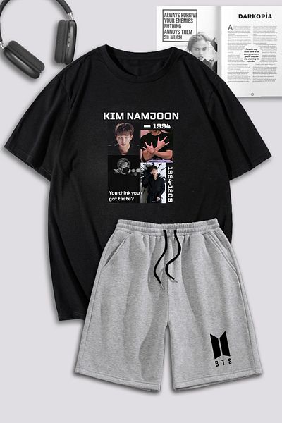 macklin Unisex Γυναικείες Ανδρικές φόρμες Kim Namjoon BTS με τυπωμένο προσαρμοσμένο σχέδιο υπερμεγέθη μπλουζάκι και σορτς