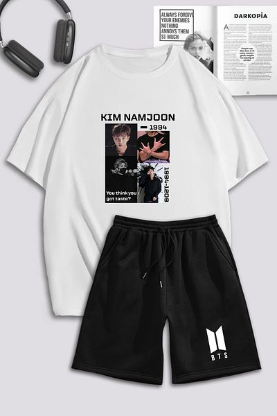 macklin Unisex Γυναικείες Ανδρικές φόρμες Kim Namjoon BTS με τυπωμένο προσαρμοσμένο σχέδιο υπερμεγέθη μπλουζάκι και σορτς