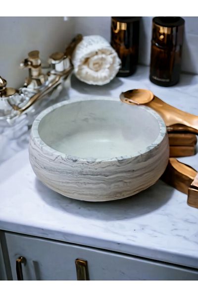 Trust Stone Μπολ από σκυρόδεμα σειράς Marble, θήκη για πετσέτες και γλάστρα