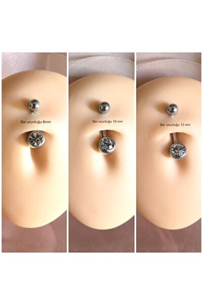 Bylin Cerrahi Çelik Tek Taşlı Göbek Piercingi - Ilk Delim - 1 Adet