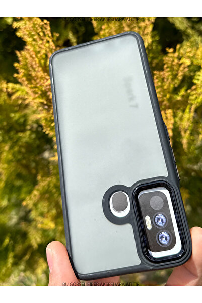 Fibaks Tecno Spark 7 - 7t Compatible Case Metal Frame Precise Button Colorful Frosted Transparent Cover