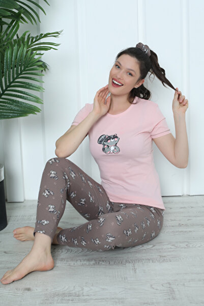 Wordex Mr 4101 Бавовняний жіночий піжамний комплект з коротким рукавом та віз...