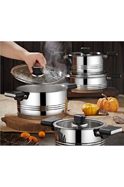 OMS 1129 8 Piece Luxury Cylinder Steel Pot Set