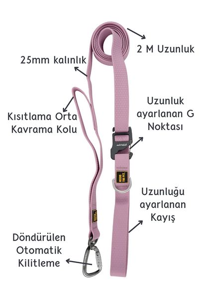 INTERLAKEN Waterproof Strong Hooked Pink Dog Walking Strap 2m