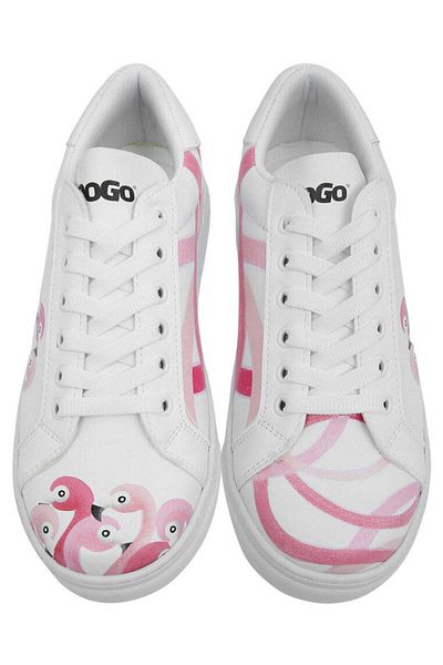 Dogo Women's Vegan Leather White Sneakers - Pink Paradise Design