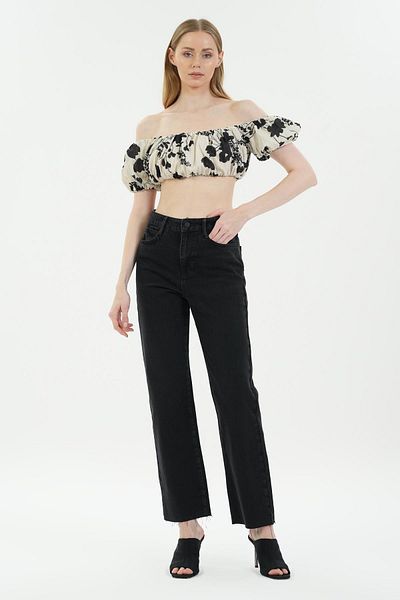 CROSS JEANS Diana Anthracite High Waist Cut-Out Straight Jeans - Zippered C 4517-102
