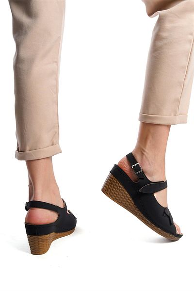 Ayakkabı Fuarı Elite Sry9988N Women's Wedge Heel Sandals Black