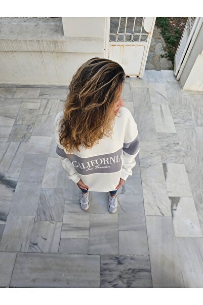 Laora California İçi Polarlı Kapüşonsuz Sweatshirt