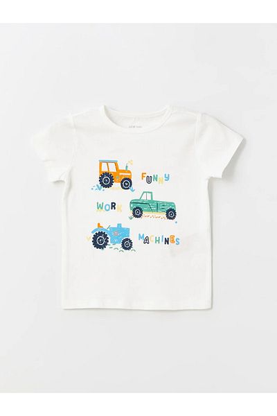 LC Waikiki LCW baby Crew Neck Short Sleeve Printed Baby Boy Pajamas Set with Shorts