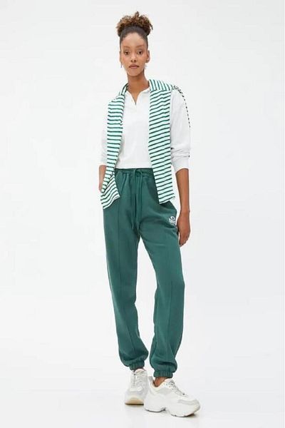 Koton Women's Jogger Sweatpants College Printed Ribbed Waist Lace-up