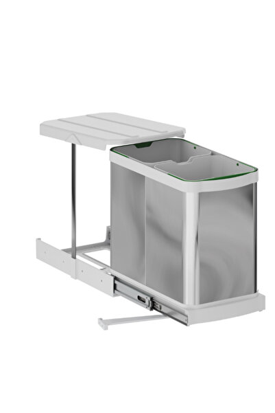 STARAX 12+12L Closed Mounted Telescopic Rail Trash Can