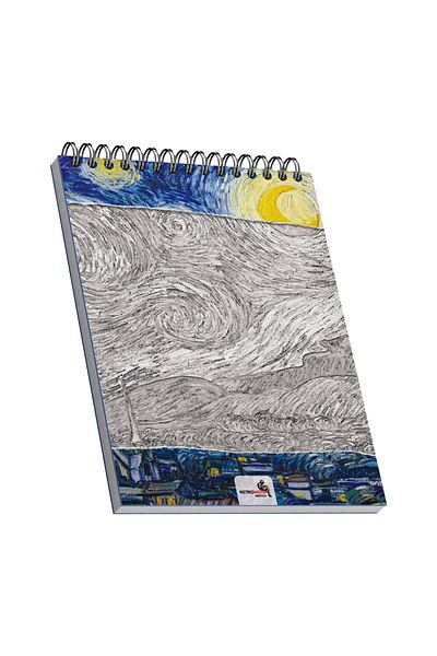retronote The Starry Night، فان جوخ 1889، دفتر رسم A5 I، غير مبطن، 100 ورقة، 100 جرام، لون أبيض