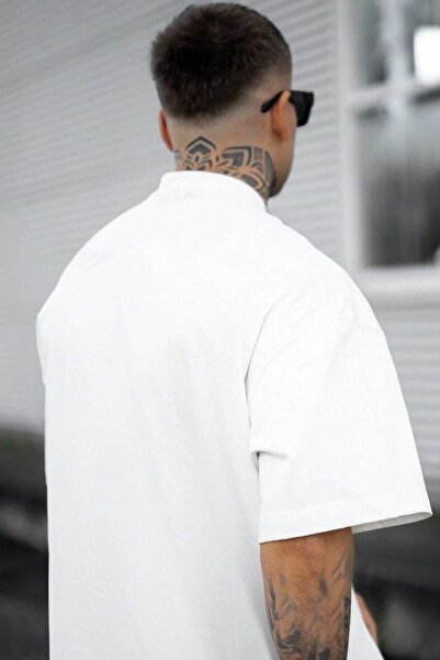 MODAGEN Ανδρικό μπλουζάκι με λευκή λαιμόκοψη California Oversize