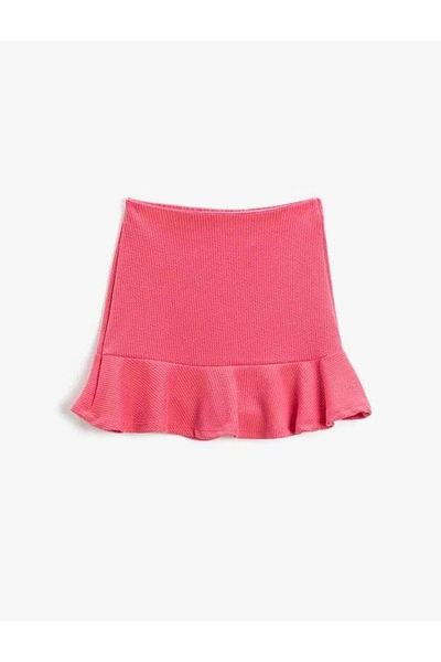 Koton Girl's Mini Skirt with Ruffle and Elastic Waist