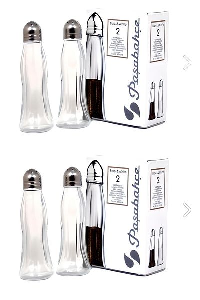 Paşabahçe 80030 Black&White Salt Shaker with Metal Lid Set of 4