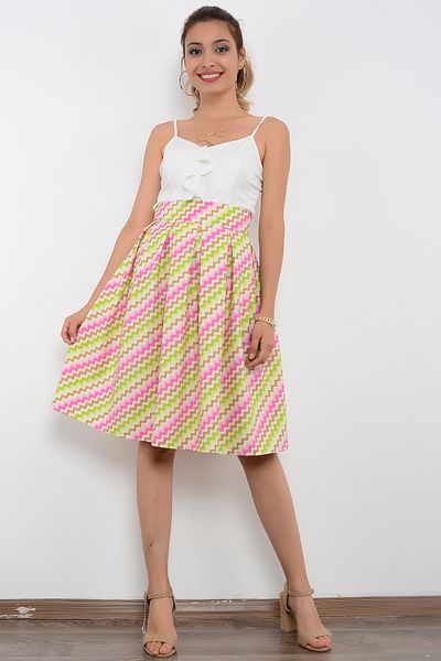AVORWE FUSTA MIDI PLISATA CU MODEL GEOMETRIC