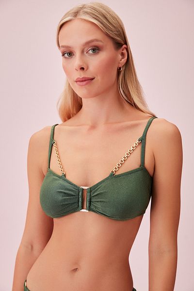 SUWEN Strukturiertes Bikinioberteil mit Metallaccessoires