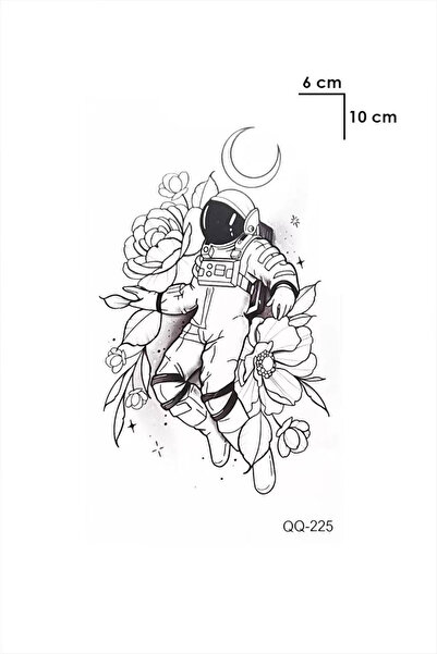BiWini Astronot Gül Göğüs Geçici Dövme Tattoo