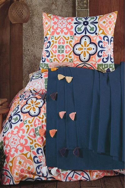 COTTONSER Set dublu Pique & Pike din 4 piese, set cuvertură de pat Dowry