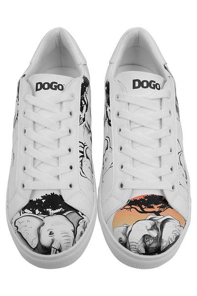 Dogo Ανδρικά Vegan Δερμάτινα Λευκά Αθλητικά Παπούτσια - Sunset Animals Design