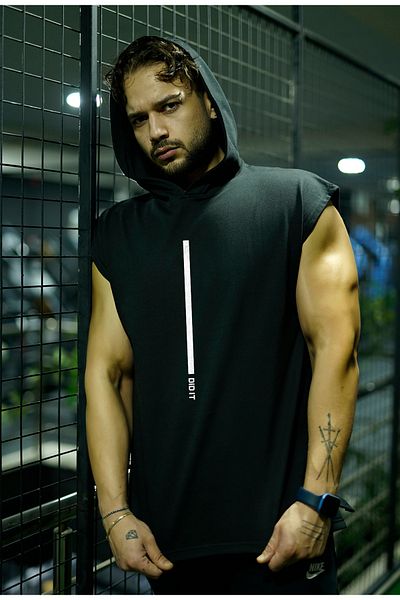 Oxlade Sports Tank Top Gym Hooded Fitness Tank Top 100% Cotton Quality Fabric Onstage®