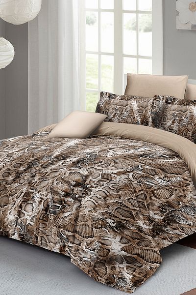 MonoHome Kıng Size сатенено спално бельо - 100% памук, двойно, Wall Snake 220x240cm