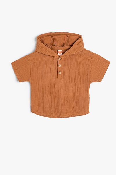 Koton Baby Boy Short Sleeve Cotton Hooded Shirt 4SMB60009TW