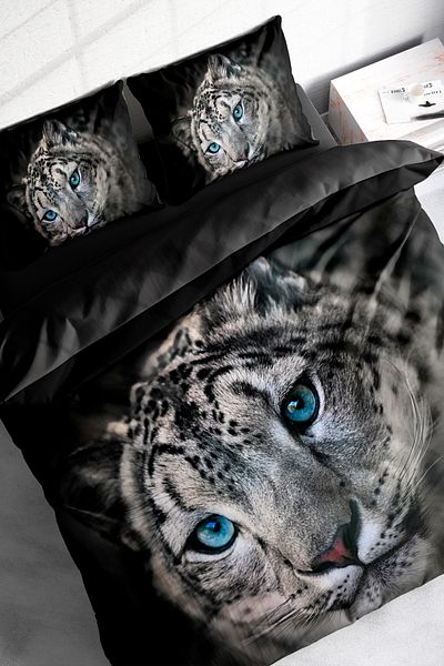 MonoHome Σετ Παπλωματοθήκη Blue Leopard King Size Satin - 100% βαμβάκι, διπλό, 220x240cm