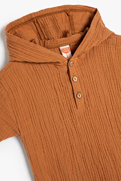 Koton Baby Boy Short Sleeve Cotton Hooded Shirt 4SMB60009TW