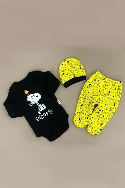 minibird baby CUBBİCO Snoppy Long Sleeve Badi 3 Piece Baby Set