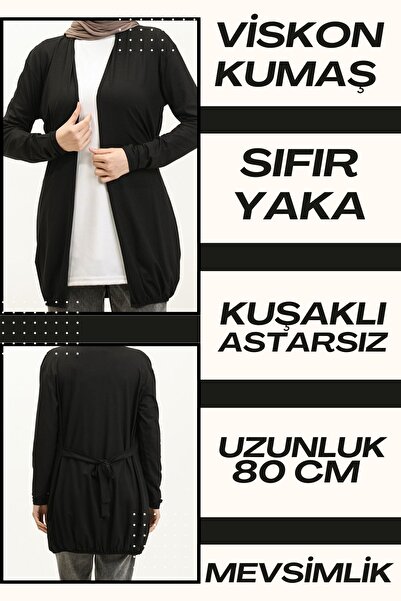 IRK Kadın Kuşaklı Viskon Lastikli Spor Ceket Tesettür Hırka