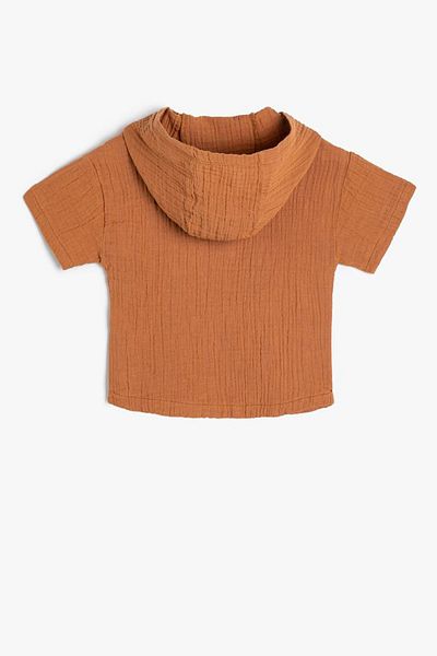 Koton Baby Boy Short Sleeve Cotton Hooded Shirt 4SMB60009TW