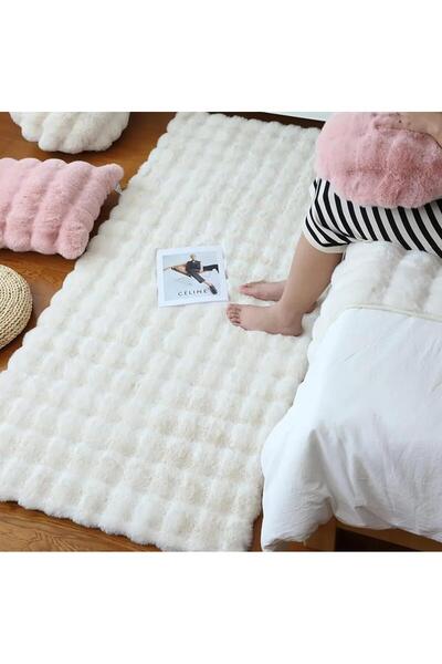 SARAZ HALI Puffy Bubble Tavşan Tüyü Kaymaz Makinede Yıkanabilir Salon Koridor...