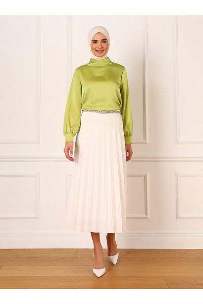 Refka Pleated 90 Cm Skirt - Off White - Refka