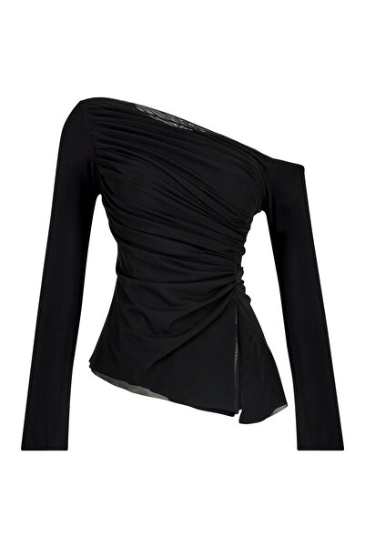 Growny بلوزة كابرينا بلوز بكتف واحد وأكمام منخفضة