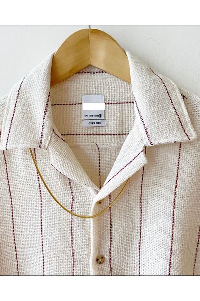 Hazhers Ανδρικό πουκάμισο Oversize γιακά λινό καλοκαιρινό πουκάμισο