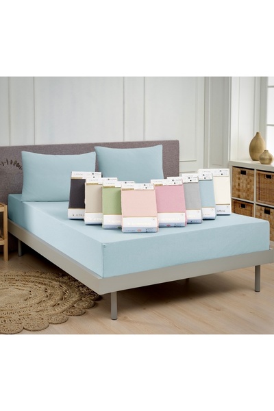 Altın Yaprak Gray - Double Elastic Cotton Combed Sheet 2 Pieces Pillow Case (50X70 CM)