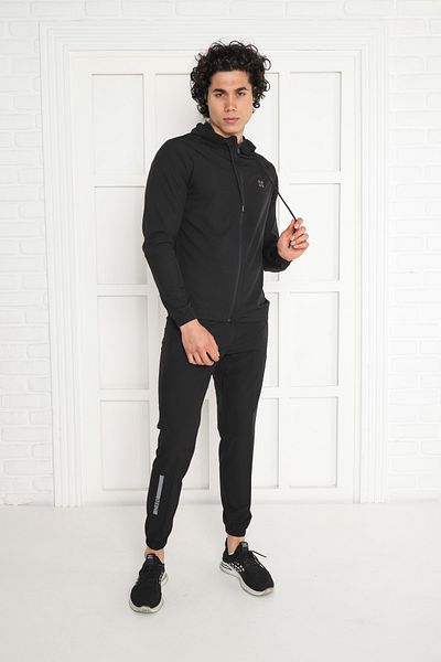 NEED LİFE Men's Black Thin Hooded Breathable Sports Tracksuit Set