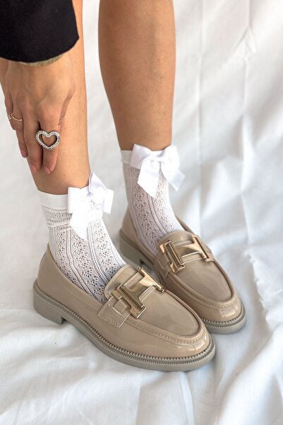 Shoebutik Scoop Бежевий Руган Тока Деталь Жіночі Балетки